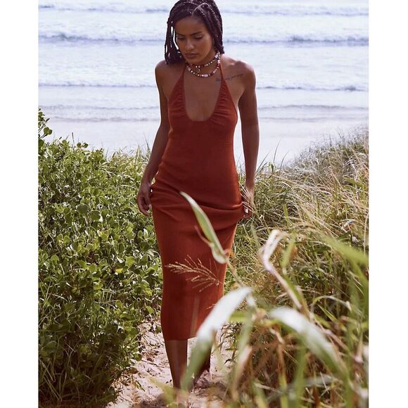 Free People Beach Honey Sweater Midi Dress - Size Small- Pink - Picture 10 of 10